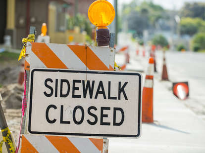 sidewalk closed road work