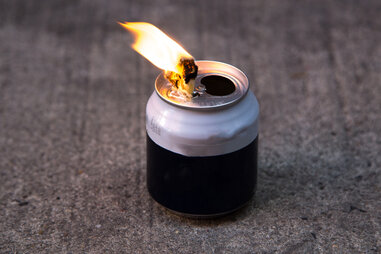 Beer can tiki torch