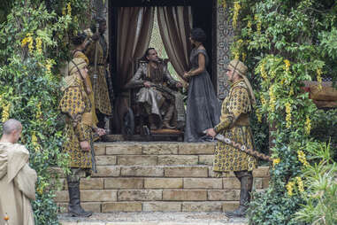 Alexander Siddig and Indira Varma as Doran Martell and Niobe of Voreni
