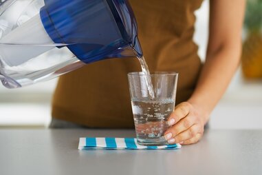 water being poured into glass