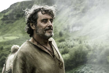 Ian McShane plays Brother Ray, a peaceful holy man serving the new gods of the Seven, who nurtures Sandor Clegane back to health