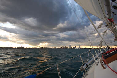Lake Michigan with Milwaukee at horizon
