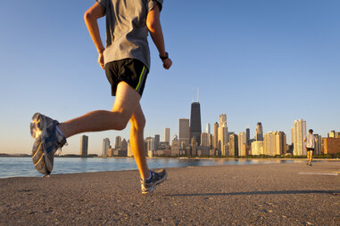 runner by lake in chicago