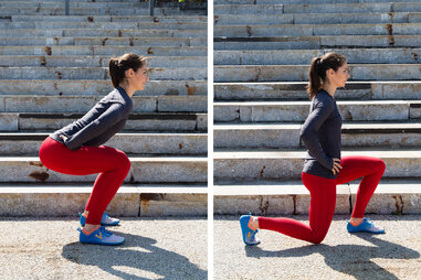 air squats into reverse lunge