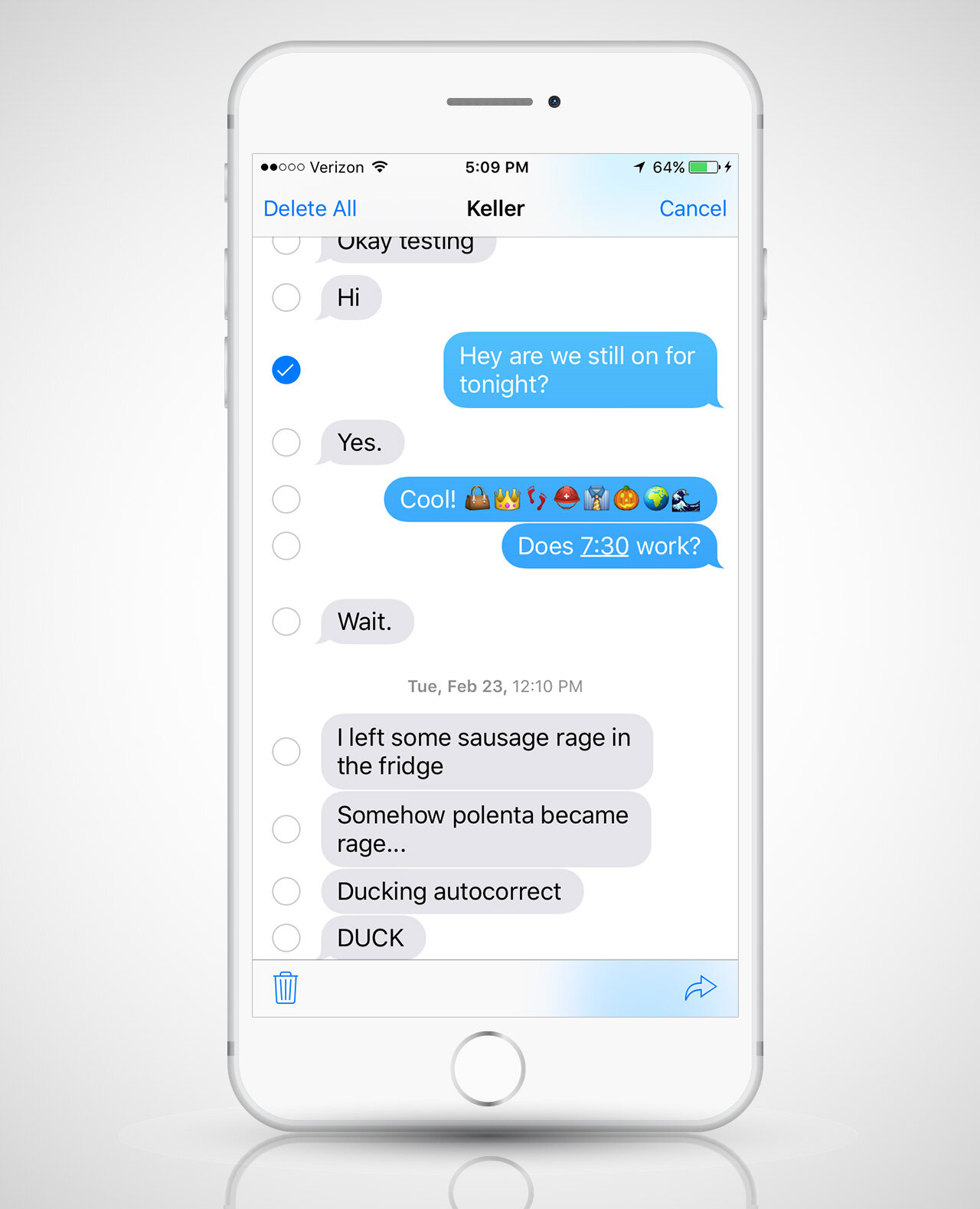 deleting imessages on iPhone