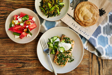 Salmon dinner at The Hollywood Bowl