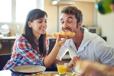 feeding man with beard food