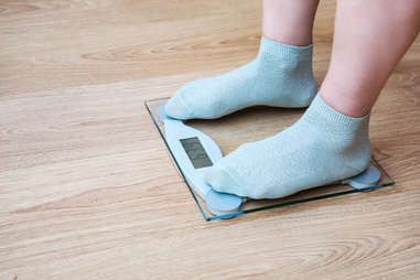 bathroom scale weighing