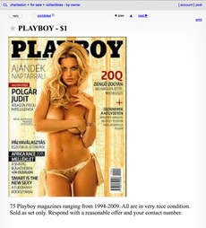 A Craigslist advertisement for vintage Playboys.