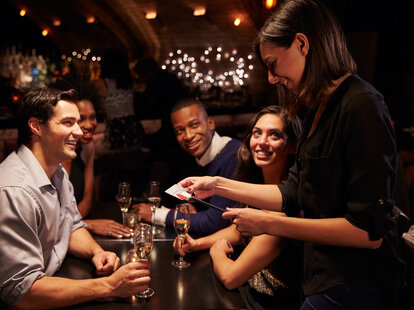 Party tipping waitress