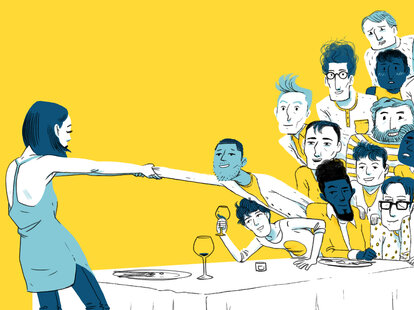 Woman going on a date with many men