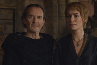 Qyburn and Cersei on game of thrones