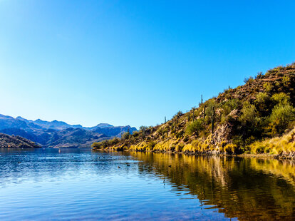 Saguaro Lake and surrounding mountains