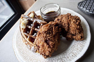 fried chicken and waffles at Sweet Chick