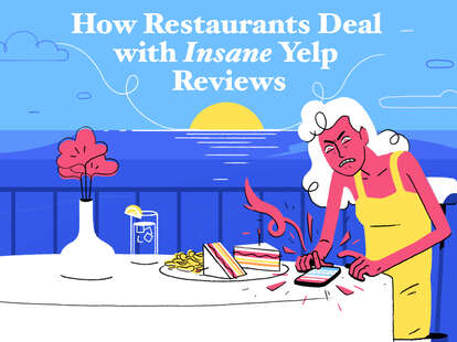 illustration of an angry woman reviewing restaurant