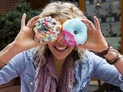 Portland girl with donuts