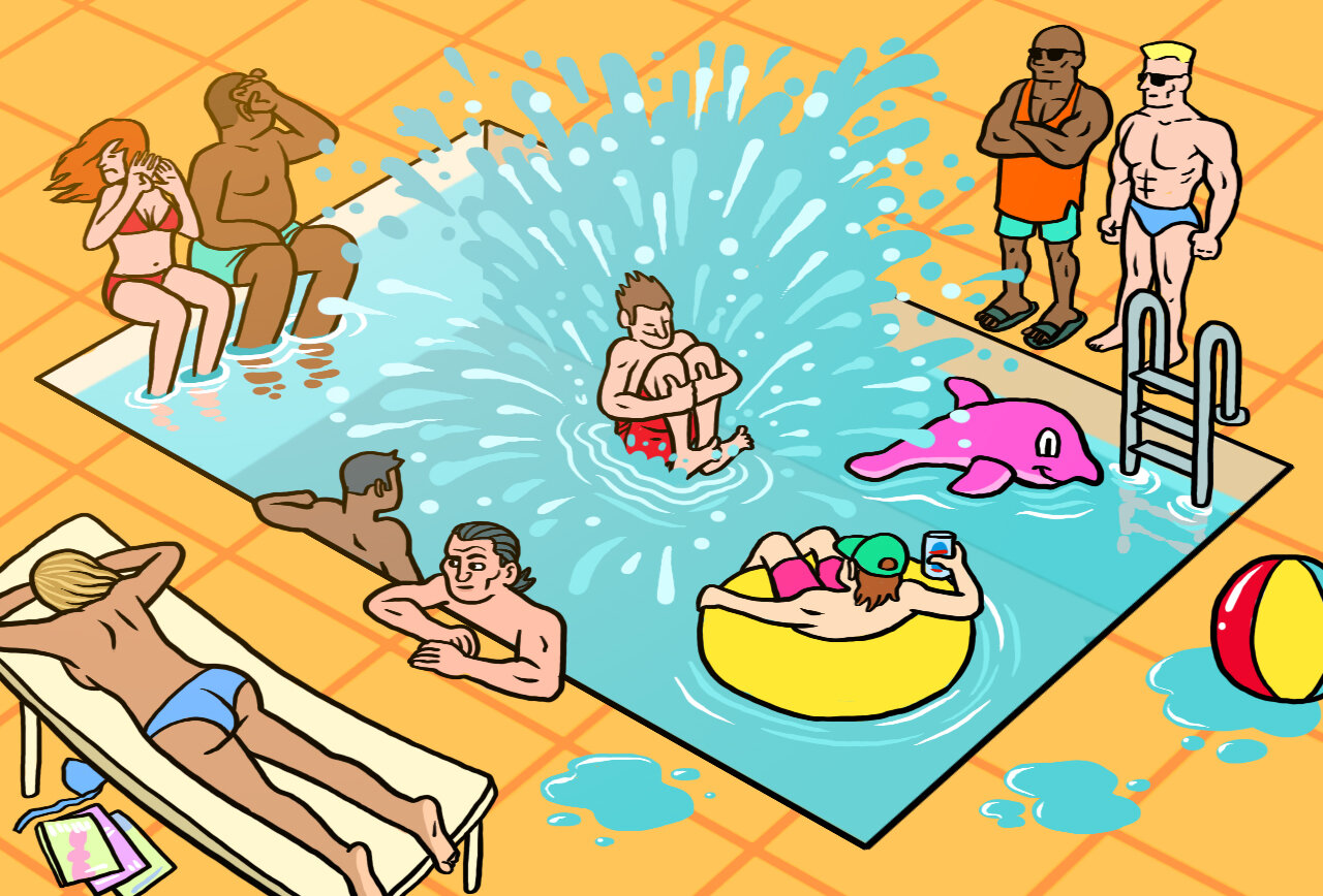 Person Swimming In Pool Cartoon