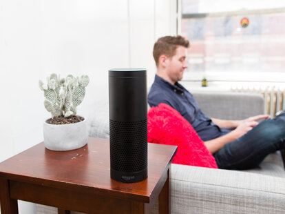 amazon echo with man