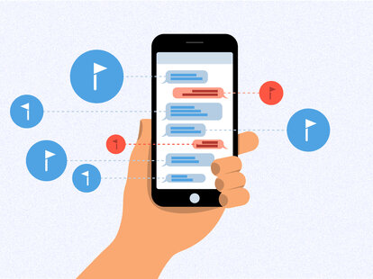 Person holding phone filled with messages