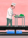 cook in kitchen illustration