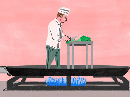 cook in kitchen illustration