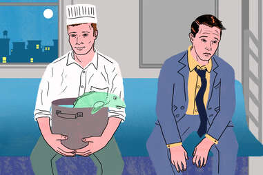 men sitting on subway illustration