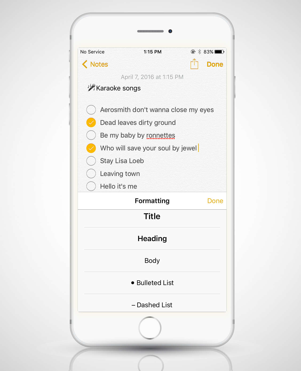 notes app in iphone 6