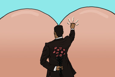 Person knocking on a butt