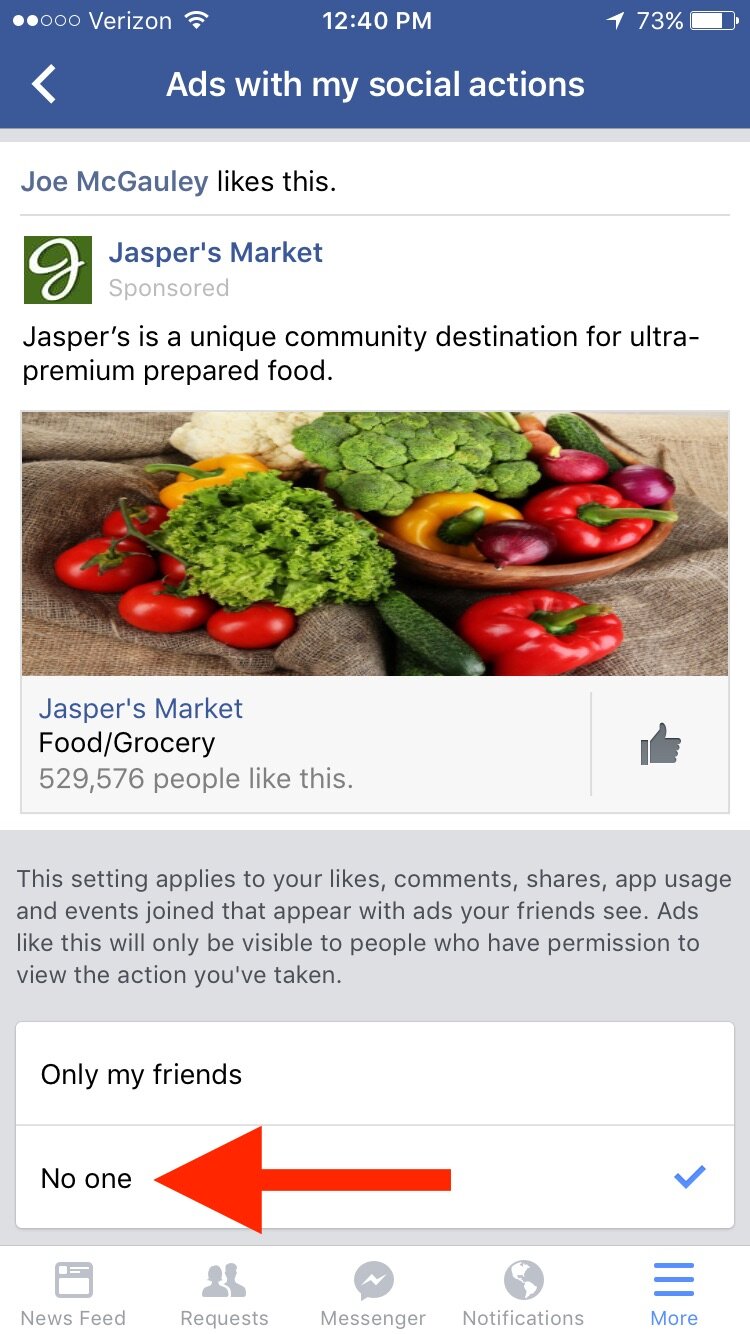 facebook app settings