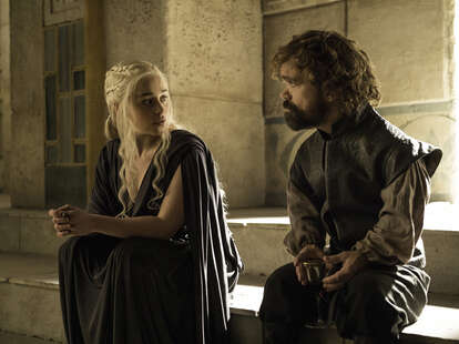 Emilia Clarke as Daenerys Targaryen and Peter Dinklage as Tyrion Lannister in Season 6 of Game of Thrones