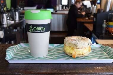 Coffee and a bagel at The Office