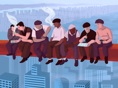 illustration using drugs at work