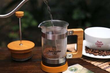 French press coffee at Juan Valdez