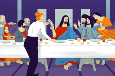Jesus tipping a waiter