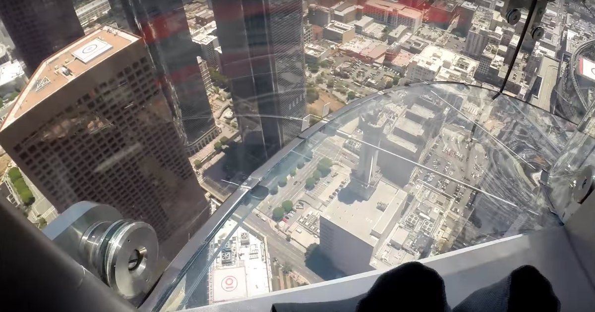 Terrifying Glass Slide Opens 1,000 Feet Above Los Angeles (Video