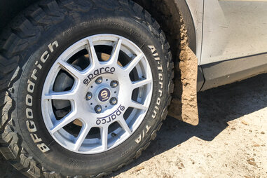 Smaller wheels and off-road tires are great on the RAV4