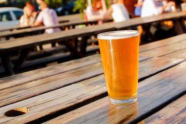 Beer on picnic table