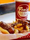 Half-smoke fries drink Ben's chili bowl