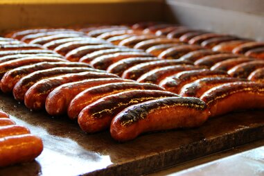 Half-smokes on the grill