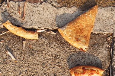 pizza on ground