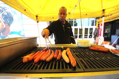 Hot dogs on the grill