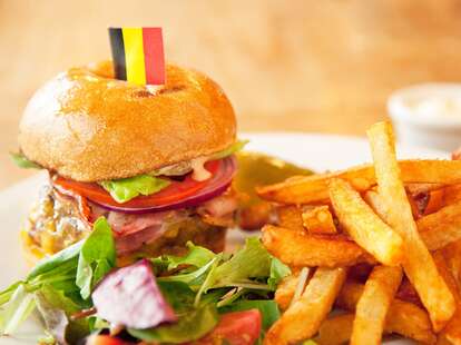 burger and belgian fries