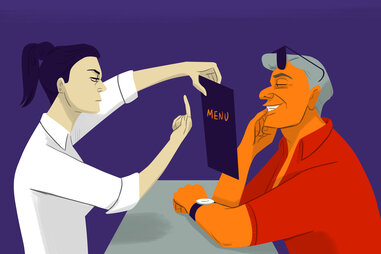 Waitress flipping off rude customer