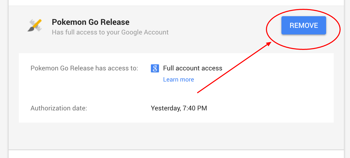 Pokemon Go Google Access