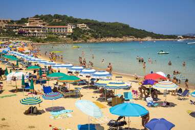 Beachgoers in Sardinia