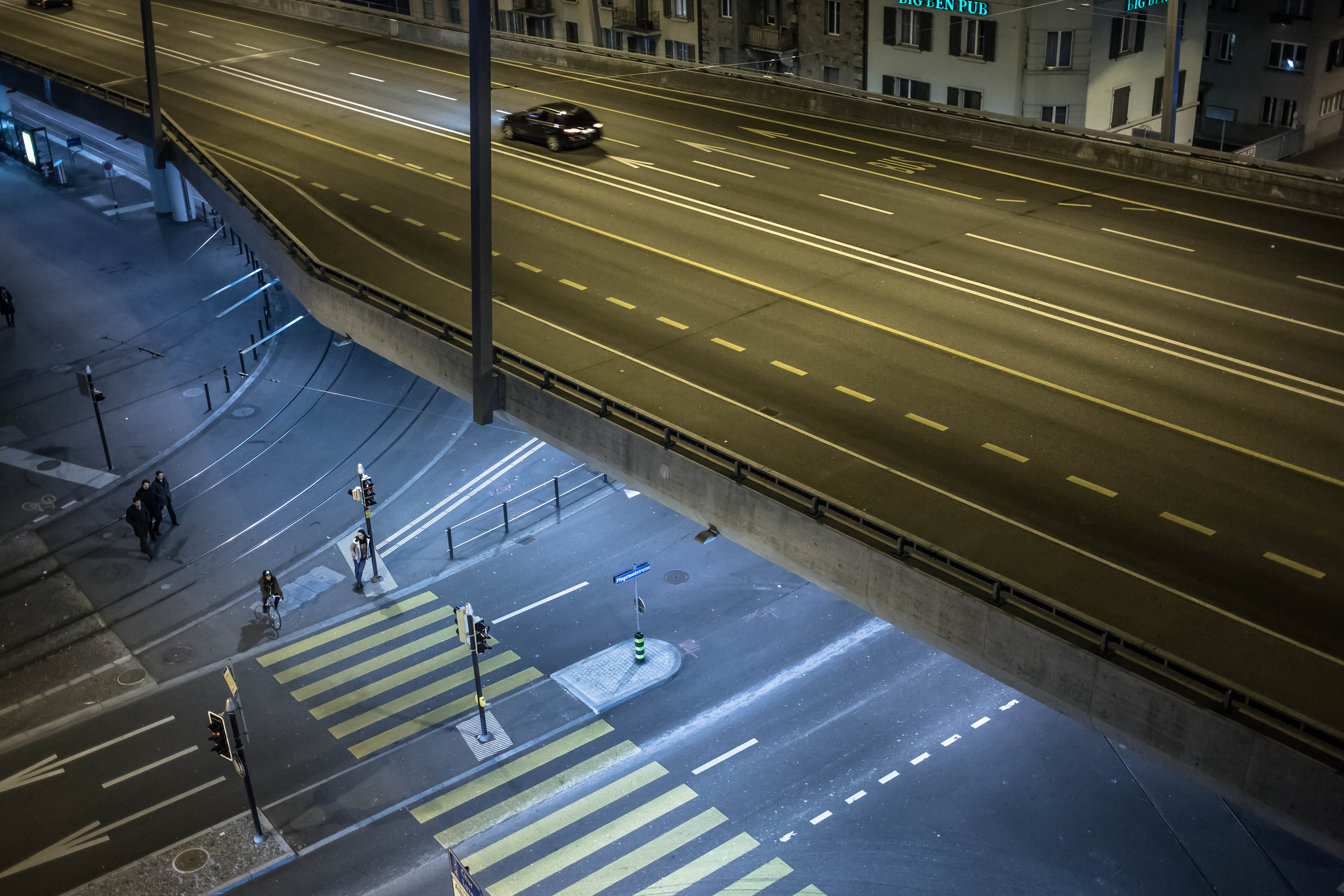 A road with both sodium and LED lights