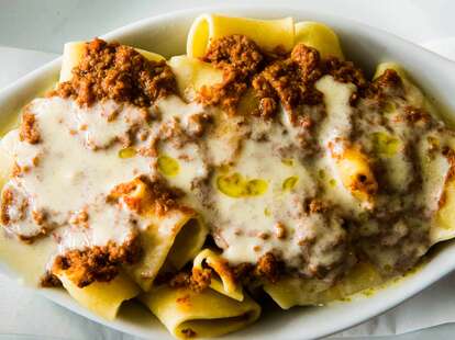 cheesy beef pasta plate