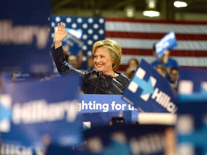 Hilary Clinton running for president during 2016 race
