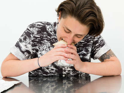 eating a burrito