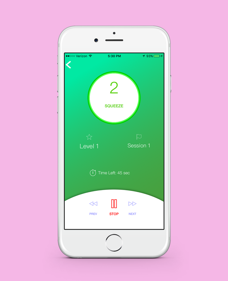 screenshot of kegel trainer app